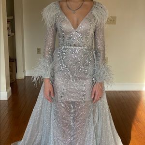 Portia&Scarlett blush nude/silver formal gown. Worn once.